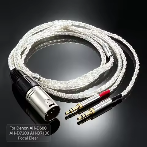 2.5/3.5mm 4.4mm 4pin XLR Male 16 Core OCC Silver Plated Headphone Upgraded Cable for Denon AH-D600 A