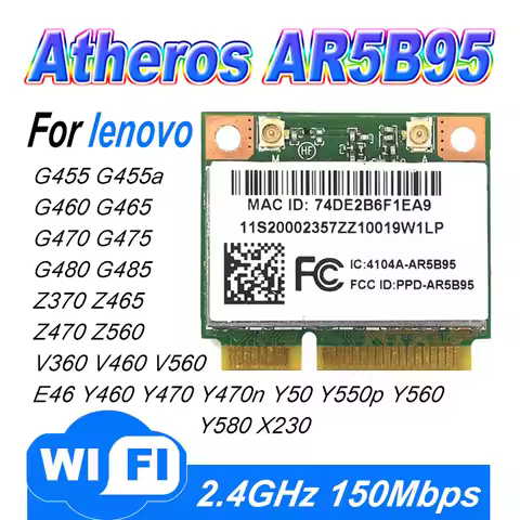 Atheors AR9285 AR5B95 Wireless WiFi Card For E46 Y560 V360 Z470 Y460 G460 G470 WLAN 150Mbps WIFI CAR