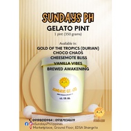 SundayPH Gelato Ice Cream Sorbetes Pint Scoop Fruit Durian Chocolate Vanilla Coffee (350g)