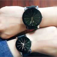 HITAM Analog Strap Watches Men Women Couple PU Leather Strap Stainless Steel/Unisex Watches Black Lu