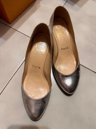 Christian Louboutin 紅底鞋 銀色 低跟鞋 高跟鞋 圓頭平底鞋 二手