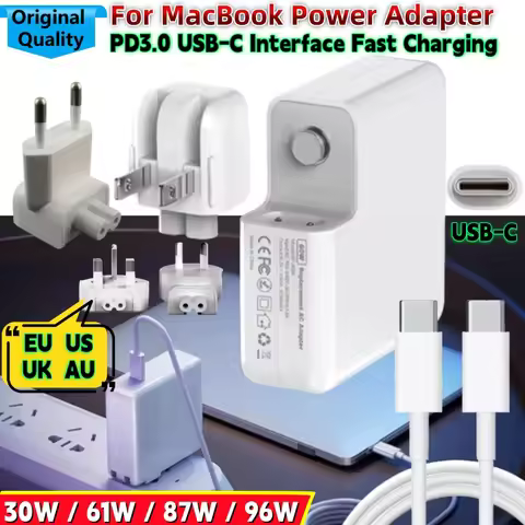 30W 61W 87W 96W 118W USB-C Laptop Power Adapter Type-C PD3.0 Fast Charger For Macbook Air/Pro 12-16"