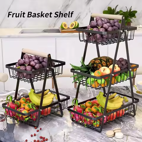 Multifunctional Simple Design 2/3-Layers Fruit Basket Kitchen Livingroom Save Space Dry Snacks Stora