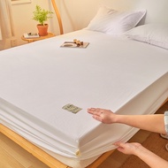 Pure White Bed Sheet Japanese Style Cotton Fitted Bedsheet High Quality Mattress Cover Cadar Single Queen King Size