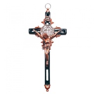 Benedict Resin Cross Display Carved Flower Middle Copper Color Cross Plate Hanging Cross Resin Catho