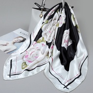 T Classy All-Match Simulation Silk Square Scarf Female 90cm * 90cm Spring Autumn Korean Style Fashio