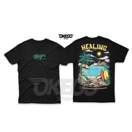 BAJU HEALING BLACK-STREETWEAR-BAJU HAWAII-BAJU LELAKI-LOCAL BRAND- TSHIRT SANTAI-TSHIRT CAMPING
