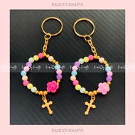 PASTEL FLOWER Mini Rosary Bracelet/Keychain ️Baptism ️Christening ️Birthday ️Souvenirs ️Giveaways