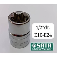 SATA 13701-13708 1/2" DR. EXTERNAL TORX SOCKET E10 E12 E14 E16 E18 E20 E22 E24 BOX SOCKET E-SOCKET