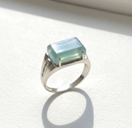 冰種藍水翡翠馬鞍戒指 925純銀 | 天然翡翠A貨 | 送禮