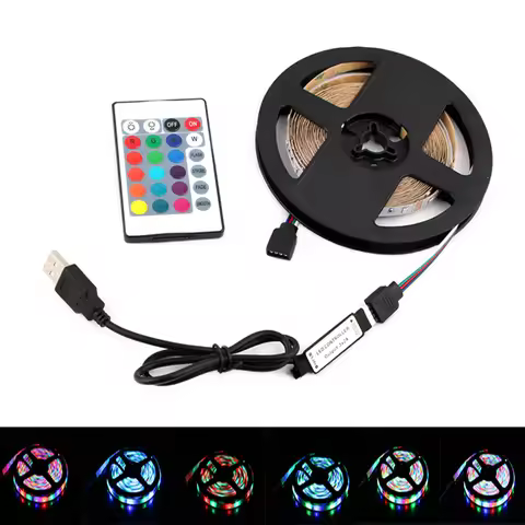 5V RGB LED Strip USB Light SMD 2835 0.5m 1m 2m 3m 4m 5m 5 V USB Led Strip RGB Light Lamp Tape Emitti