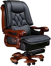 WSJTT Boss Chairs Ergonomic Office Chair Business Home Office Chair Computer Chair Reclining Leather Chairs Swivel Chair (Color : Black, Size : 74x57x121cm)