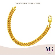 Merlin Goldsmith 22K 916 Gold Fishbone Bracelet (Width 7mm)