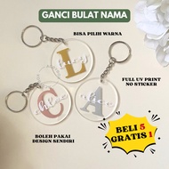 GANTUNGAN Round Initial Name Keychain | Initial Name Round Keychain