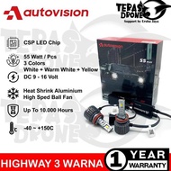 R Led 3 Colors Autovision Highway Rs H4 H8 H9 H11 H16 Hb4 - 55 Watt