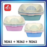 FC1 Combo Set 3 in 1 Multipurpose Square Colander With Tray Kitchen Basket