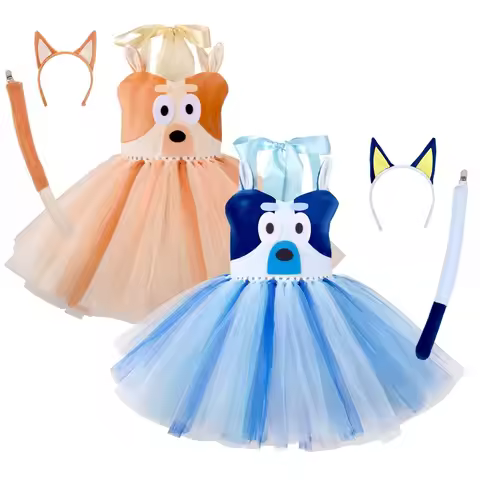 New Bluey Party Dress Up Halloween Costume Cosplay Set Stage Performance Dog Costume Bingo Mesh Skir
