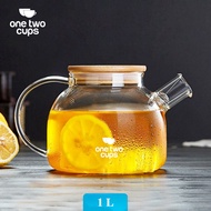 Borosilicate Glass Teapot Heat Resistant Strainer Teapot 1L Aesthetic Wooden Lid BR-384