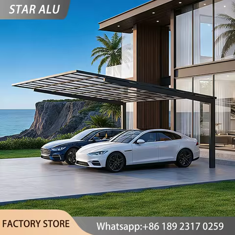 Aluminum Polycarbonate Carport Outdoor Vehicle Shelter UV Protection Car Garage Canopy Rain Shelter 