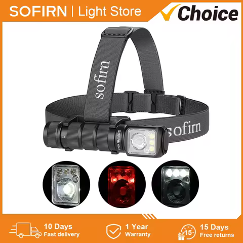 Sofirn HS42 Headlamp SST40 18650 USB C Rechargeable Torch 2100lm 6 LEDs with Red Light Spotlight Flo
