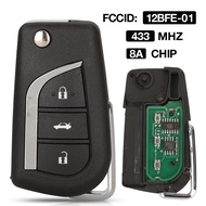 jingyuqin 3 Button 12BFE-01 433MHz H (8A) Chip Folding Filp Smart Remote Control Car Key Fob Fit For