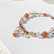 金髮晶 金太陽石 月光石 黃水晶 14K包金 天然水晶手鍊