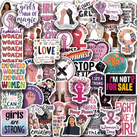 50-100PCS Feminist Stickers, Women Empowerment Quote Waterproof for Book Stationery Laptop Luggage W