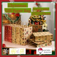 [SG Seller] 🔥5pcs Bundle32*25*10cm/Christmas Kraft Paper Bag Gift Bag Wrapping Xmas Wrapper Gift Bag Decor Packaging