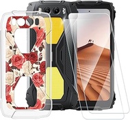 ESACMOT Rose Pattern Case Compatible with Blackview BV7300 + [2 Pack] Screen Protector Tempered Glas
