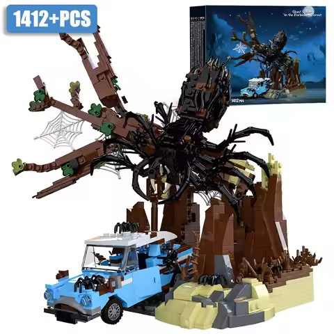 MOC 1412pcs Giant Spider In The Forbidden Forest Building Blocks Bricks Set Creator Spider Chase Car