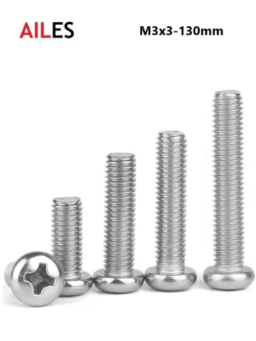 3mm Cross Recessed Pan Round Head 304 Screws Stainless Steel Phillips Machine Bolts M3 x 3 4 5 6 8 1