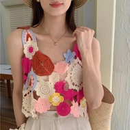 Floral Print Girly Camisole - Knitted Short Top 2024