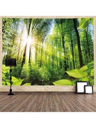 1片天鵝絨ins背景布,室內掛毯,綠色森林派對裝飾,掛布佈置