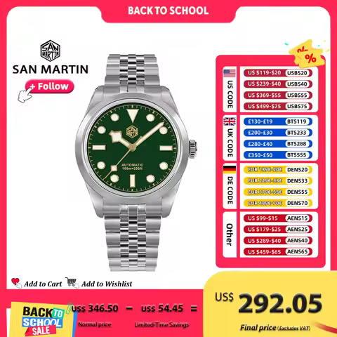 San Martin Men's Watch 38mm Explore Climbing Sport Couple Wristwatch Automatic Mechanical Luminous W