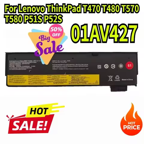 New 01AV427 72Wh Laptop Battery For Lenovo ThinkPad T470 T480 T570 T580 P51S P52S 01AV428 01AV492 01