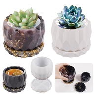 HAN Round Gypsum Silicone Mold DIY Succulents Concrete Flower Pot Vase Plaster Cement Molds Clay Candle Holder Mould Dec