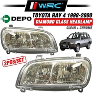 Depo Toyota Rav 4 1998 - 2000 Diamond Glass Headlamp ( Clear + Chrome )
