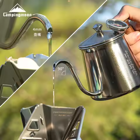 CAMPINGMOON Coffee hand pot 304 stainless steel goose neck fine mouthed pot outdoor kettle coffee po