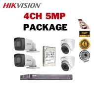 HIKVISION CCTV SET 4CH 5MP Camera Set / Hardisk iDS-7204HUHI-M1/E/DS-2CE16H0T-ITF/DS-2CE76H0T-ITPF