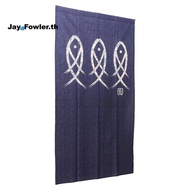 [Jay_Fowler]Japanese Noren Doorway Curtain Ancient Character Fish Tapestry For Home Decoration Blue 