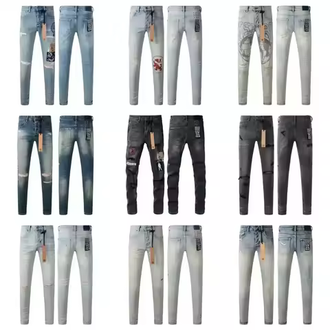 2025 KSUBI Men Personality Multi-style Low Rise Elastic Skinny Denim Pants American Style Ripped Tro