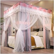 Bed Canopy Mosquito Net For Single Double Bed, Dustproof Blackout 4 Corner Post Bed Curtain Bedroom Decor With Stand (Color : Gray-a, Size : 200X220X200CM)