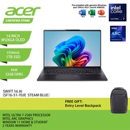 ACER Swift 16 AI SF16-51-70JE - 16 WQXGA OLED/U7-258V/32GB DDR5/1TB SSD/INTEL ARC/W11&HNS/2YR