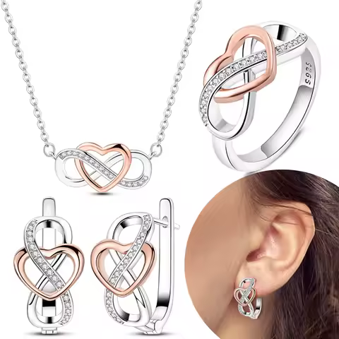 925 Sterling Silver Sparkling Halo Blue Square Zircon Original Jewelry Set Earring Necklace Ring for