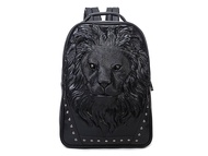 Men Pu Leather Lion Head Backpack Fashion Casual Travel Hiking Daypack Laptop Bag Backpacks
