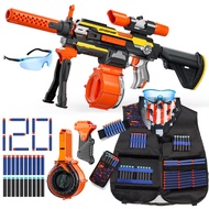 Toy Guns Automatic Machine Gun with Tactical Vest Kit -Toy Sniper Gun Rifle with Bipod - Drum Magazi