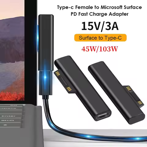 102W 6.8A PD Fast Charging Plug Converter for Microsoft Surface Pro X 8 7 6 5 4 3 Go Book USB C Char
