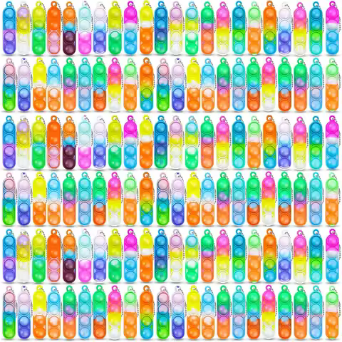 30-200pcs Mini Pop Keychain Fidget Toys Push Pop Bulk Keychain Party Favors For Kids Pop Bubble Toys