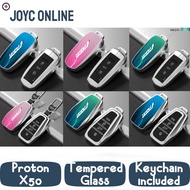 Proton X70 X50 Key cover casing tempered glass pink blue green with keychain