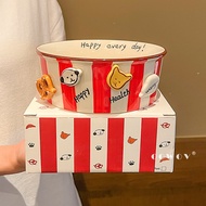Button Puppy Ceramic Snack Bowl Household Soup Bowl Noodle Bowl Snack Fried Chicken French Fries Buc